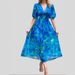 Women's Clothing Spring And Summer Hot Style V Neck Printed Waist Dress Fashion_ecoleips.com
