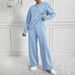 Women's Casual Long-Sleeve Top & Pants Set – Soft Cotton-Blend, Minimalist & Instagram-Worthy (Light Grey/Khaki/Black/More)_ecoleips.com