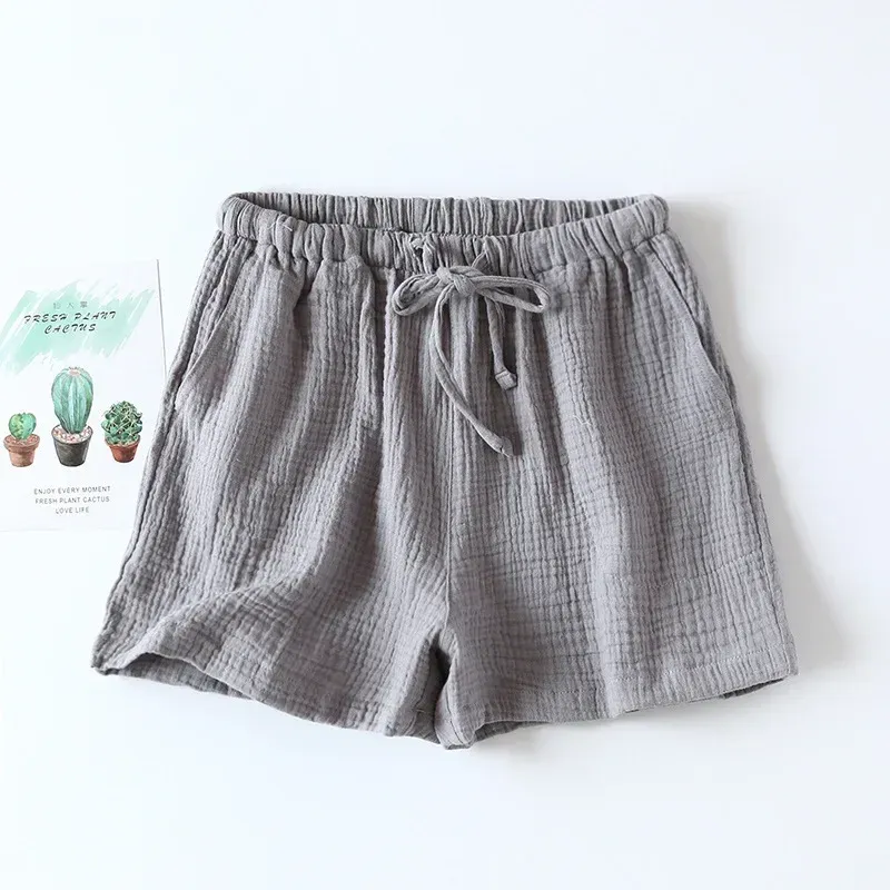 2026 Japanese New Style Ladies Summer Shorts 100% Cotton Crepe Thin Loose Home Pants Plus Size Beach Pants Bottoms Cute Shorts_ecoleips.com