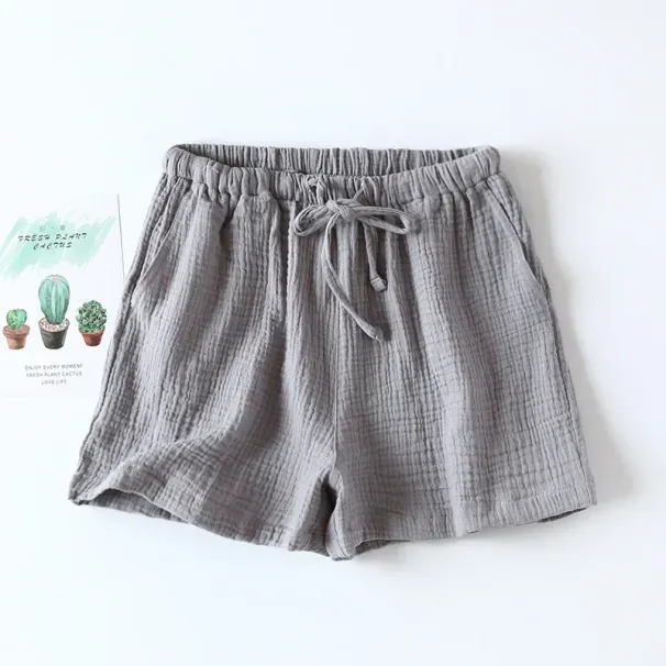 2026 Japanese New Style Ladies Summer Shorts 100% Cotton Crepe Thin Loose Home Pants Plus Size Beach Pants Bottoms Cute Shorts_ecoleips.com