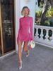 Hugcitar Long Sleeve Pure Color Patchwork Flowers Pleated Elegant Slim Mini Prom Dress Spring Summer Y2K Outfit Birthday Party_ecoleips.com