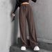 Women's Straight Leg Wide Pants With Elastic Waist & Slim Stripes - Comfortable Stretch Fabric For Casual & Office Wear (S-XXL)_ecoleips.com