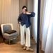Retro Blue Straight-leg Women's Jeans, New Spring-summer Style, Slimming And Flattering For Plus-size Women, Loose_ecoleips.com