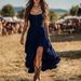 New Music Festival Vacation Dress, Bohemian Dress, Irregular Ruffle Skirt_ecoleips.com