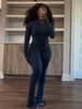 Spring And Summer Cross Border Sports And Leisure Women's Wear Sexy Tight Long Sleeve Micro Flared Two Piece Set_ecoleips.com