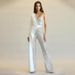 Women's Clothing Silver Splicing Sequins One Shoulder Fashion Sequins Jumpsuit_ecoleips.com