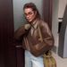K Retro Motorcycle Style Leather Jacket For Women; Fashionable Matte Leather Jacket For Women's Outerwear._ecoleips.com