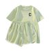Women's Korean Style Loose Fit 2-Piece Set - Milk Silk Short Sleeve Top & Drawstring Shorts (Casual Sportswear, Trendy & Versatile)_ecoleips.com