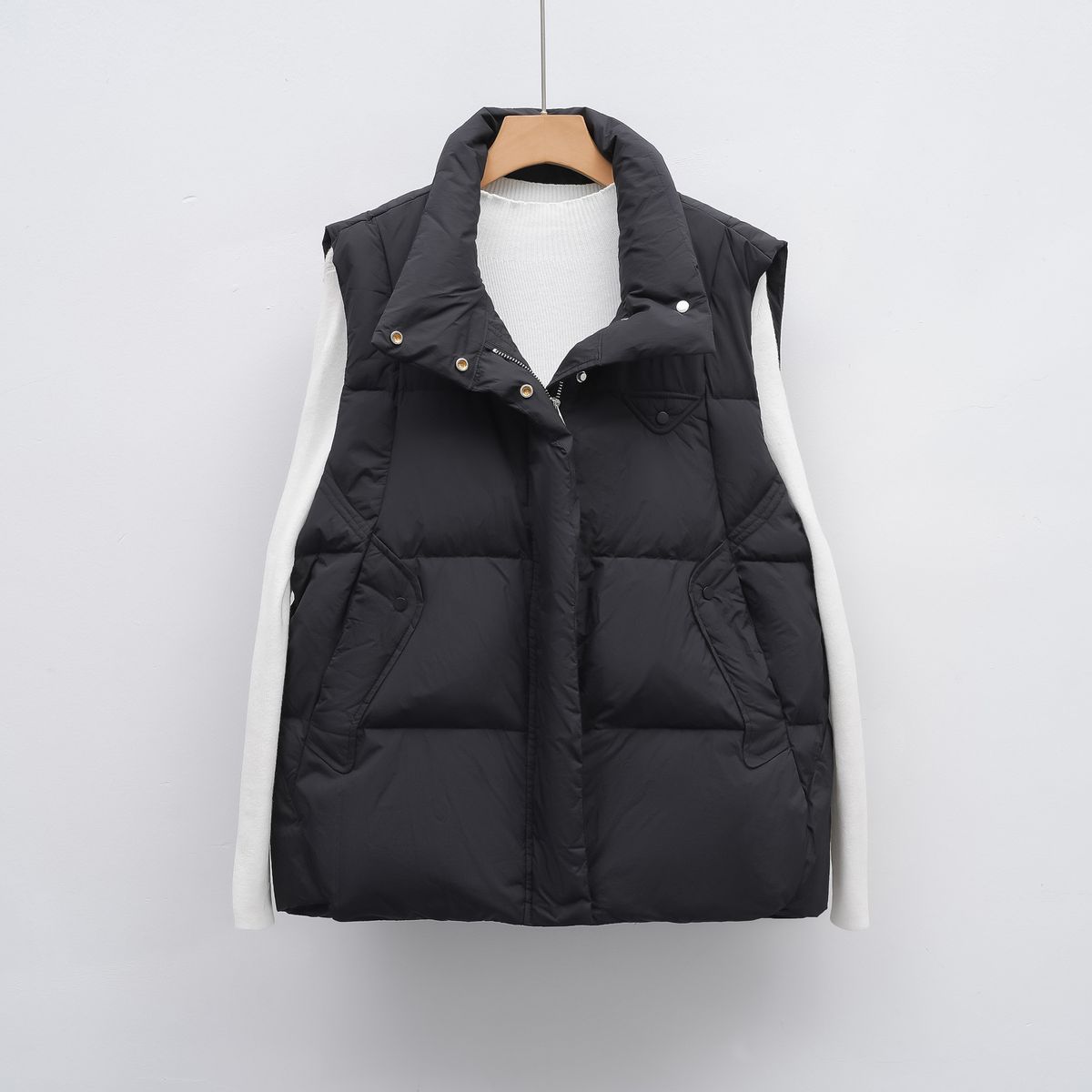 Pinghu Chixin Jacket National Standard 90 Autumn Winter New Women's Down Vest Sleeveless Tank Top Korean Loose Coat_ecoleips.com