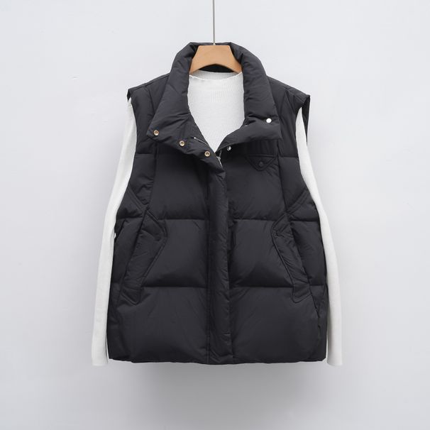Pinghu Chixin Jacket National Standard 90 Autumn Winter New Women's Down Vest Sleeveless Tank Top Korean Loose Coat_ecoleips.com