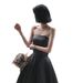 Banquet Evening Dress Women 2025 New Temperament Slim Fluffy Skirt Black Long Birthday Party Tube Top Small Dress_ecoleips.com