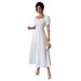 European And American Cro-border 2026 Summer Slim-fit Elegant Women's Jacquard Solid Color Puff Sleeve Square-neck_ecoleips.com