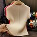 Women's Clothing Stand Up Collar Solid Color Dragon Scale Pleated Top High End Versatile Slimming Short Sleeved T Shirt_ecoleips.com