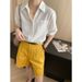 Breathable Tencel Blend Short Sleeve Shirt - Relaxed Fit, Mandarin Collar, Single Pocket | Casual Office Wear | Lightweight & Wrinkle-Resistant_ecoleips.com