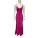 Lace Trim V Neck Spaghetti Strap Mermaid Maxi Dress, Crisscross Lace Open Back Bodycon Floor Length Evening Slip Dress_ecoleips.com