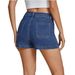 High Waisted Denim Shorts For Women, Light Wash Stretchy Jean Shorts With Front Pockets, Casual Summer Hot Pants For Daily & Holiday Wear_ecoleips.com