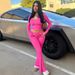 2024 Winter New European And American Hot-Selling Women's Clothing Zipper Long-Sleeve Hooded Top Flared Long Pants Set_ecoleips.com