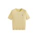 Women's Clothing Round Neck Twist Short Sleeve Knit Sweater Slim Fit Top_ecoleips.com