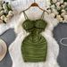 Women's Flirty Ruffled Tube Top Bodycon Mini Dress With Spaghetti Straps For Summer_ecoleips.com