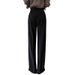 Elegant High-Waisted Wide-Leg Pants For Women - Office Trousers With Draped Fabric, Straight Cut & Slimming Fit_ecoleips.com