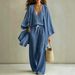 Women's 3-Piece Loungewear Set: Long Sleeve Cardigan, Sleeveless Tank Top And Wide-Leg Pants Breathable Linen-Like Casual Outfit For Spring And Summer_ecoleips.com