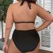 2026 New European And American Suspender Neck Large Size Beach Swimsuit Women's Solid Color High Waist Sexy Bikini_ecoleips.com