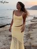 Hugcitar Fashion 2 Pcs Sets Ruffles Solid Sexy Crop Camis Top Patchwork Mesh Maxi Skirt Women Y2K Outfits Beach Festival Club_ecoleips.com