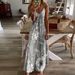 Women's Clothing American Style Summer Dress Digital Print Suspender V Neck Sleeveless Long Dress_ecoleips.com