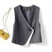 Women's Grey Suit Vest Korean Style Layered Short Sleeveless Elegant Outerwear for Spring/Autumn 2026 New Fashion_ecoleips.com