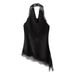 Aria Basics Aria Basics 6976-25 Winter New European American Style Pure And Alluring Halter Neck Lace Patchwork Asymmetrical Hem Backless Top_ecoleips.com
