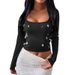 Y2k-Style Sexy Long-Sleeved Solid-Color Vest/T-Shirt For Fashionable Women's Wear_ecoleips.com