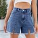 Women's High Waist Distressed Denim Shorts - Side Slit Stretch Hot Pants With Vintage Wash Casual Summer Jean Shorts For Women_ecoleips.com