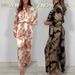 Women's Clothing Fashion Two Piece Set Printed Loose Fitting Shirt Wide Leg Pants_ecoleips.com