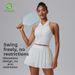 Caijue Women's Fitness Sports Set Outdoor Badminton Tennis Apparel with Lapel Top And Running Skirt for Running_ecoleips.com
