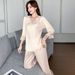 Pajamas Women's Long-sleeved Trousers Ice Silk Two-piece Loungewear Sexy Silk Women's Suit_ecoleips.com