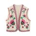 Women's Clothing Supply Spring New Embroidered Open Vest Vest Pink Blue_ecoleips.com