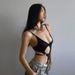 Sexy Irregular Cutout Bodysuit Solid Color Metal Buckle Strap Niche Style European American New Spring Summer Top for Women_ecoleips.com