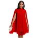 Women's Temperament Fashion Chiffon Pullover Cape Bat Sleeve Large Size Dress_ecoleips.com