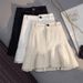 White Denim High-Waisted Mini Skirt for Women Spring/Summer New Style Irregular Ruffle A-Line Anti-Exposure_ecoleips.com