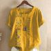 2025 Summer New T Shirt Women's Ins Trendy Korean Style Fashion Embroidery Cotton And Linen Short Sleeve Tops Women's Shirt_ecoleips.com