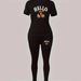 Women's Clothing Fashion T-Shirt And Pants Set Short Sleeved Tight Fit Casual Clothing American Style_ecoleips.com