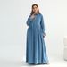 Voya Women's Tencel Lyocell & Cotton Denim Maxi Dress - Button Down Shirt Dress With Puff Sleeves & High Waist - Casual Elegant Long Dress_ecoleips.com