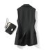 Women's Solid Black Suit Collar Vest Button down Elegant Commuter Outerwear for Spring And Autumn_ecoleips.com