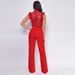 Women's Clothing High Collar Fashion Straight Ladies Jumpsuit Lace Crochet Sleeveless Jumpsuit_ecoleips.com