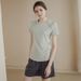 Mesh Splicing Yoga Clothes Women Quick Dry Sports Tops Short Sleeve Slim Running Training Summer T-shirt_ecoleips.com