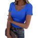 New Hot Selling Women's Slim Fit T-Shirt Sexy V Neck Long Sleeve Casual Top Style Threaded Stripes_ecoleips.com