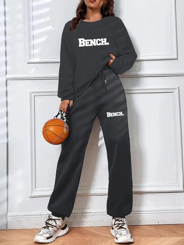 Women's Printed Two Piece Tracksuit, Long Sleeve Pullover Top And Drawstring Waist Pants, Casual Sportswear For Spring And Fall_ecoleips.com