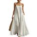 Flowy Beach Maxi Dress For Women, Lightweight Long Sleeveless Dress With Side Slits, Casual Boho Summer Holiday Dress_ecoleips.com