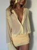 JULISSA MO Sexy Turn-down Collar Bandage Women Dress Yellow Single Breasted Shirt Dress Female Spring Slim Elegant Party Dresses_ecoleips.com