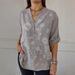 Women's Clothing Ladies Lace Embroidery Button V Neck Shirt_ecoleips.com